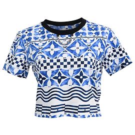T-shirt a manica corta in cotone blu con stampa Monogram Louis Vuitton Altro