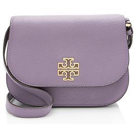 Bolsa transversal pequena Britten Saddle em couro Tory Burch Roxo