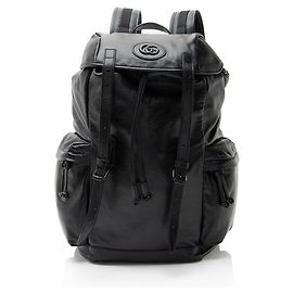 Gucci Leather Double G Backpack Black