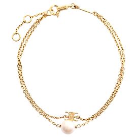 Céline Celine vergoldetes Armband mit Kunstperlen Golden Metallisch