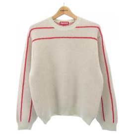 Pull en maille à rayures arrière Supreme Rouge Beige