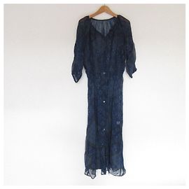 Autre Marque Robe Longue à Étiquette Verte Relaxante Bleu