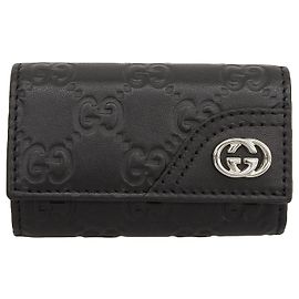 Gucci Guccissima Leather Key Holder Black