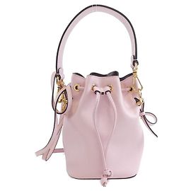Bolsa Mini Mon Tresor em couro Fendi Rosa Dourado