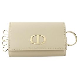 Christian Dior 30 Montaigne Avenue Leather Key Case Beige Golden