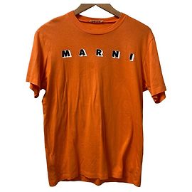 Camiseta de algodón con estampado de logo Marni Naranja