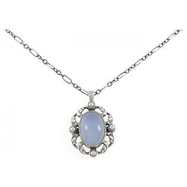 Autre Marque Colar de calcedônia em prata 925 Georg Jensen Prata