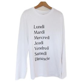 Autre Marque Les Petits Basics Camiseta de Manga Larga con Estampado Blanco