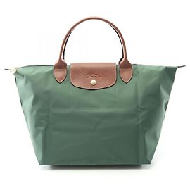 Bolsa tote de lona Le Pliage Original da Longchamp Marrom Verde