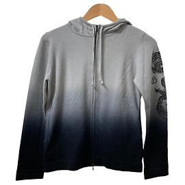 Autre Marque VIVIENNE TAM Strick-Hoodie mit Drachenstickerei Braun Schwarz
