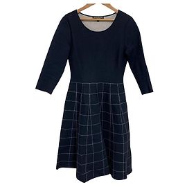 Salvatore Ferragamo Check Knit Dress Blue Navy blue