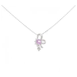 Autre Marque Au750 Weißgold Saphir Diamant Halskette Silber