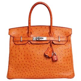 Hermès Bolsa Birkin 30 laranja em couro de avestruz Laranja