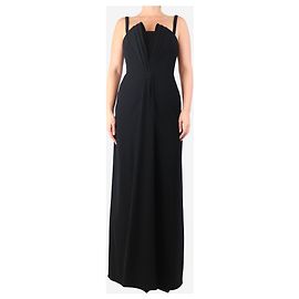 Emporio Armani Schwarzes, plissiertes Langkleid - Größe UK 10 Schwarz