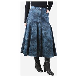 Erdem Blaue Blumen-Denim-Midirock - Größe UK 14 Blau