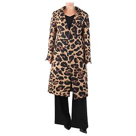 Bottega Veneta Brown heavyweight leopard coat - size UK 10 Brown