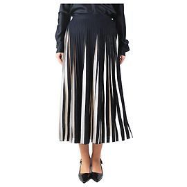 Valentino Jupe midi plissée bicolore noire et neutre - taille L Noir