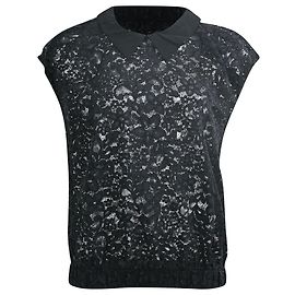 Blusa de algodão preto com cintura de renda Sandro Preto