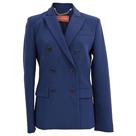 Altuzarra Double-Breasted Blazer with Pockets in Navy Blue Wool Blue Navy blue