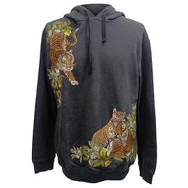 Sudadera de algodón gris bordada con tigre Dolce & Gabbana Gris