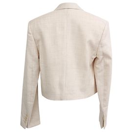 Stella Mc Cartney Blazer cropped Adley em linho bege da Stella McCartney Bege