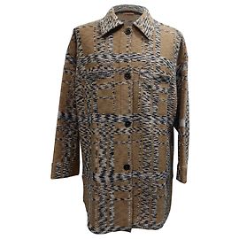 Missoni Knitted Button-Down Coat with Pockets in Brown Wool Brown