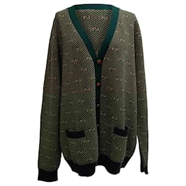 Gucci- Gucci Knitted GG Buttoned Cardigan in Green Wool-Green