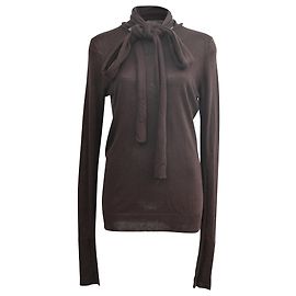Langarmoberteil aus braunem Seidenstoff mit gestricktem Schal von Marc by Marc Jacobs Braun Rot