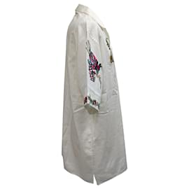Gucci-Gucci Floral-Embroidered Button-Down Shirt in White Cotton-White,Cream