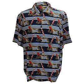 Camicia stampata Dolce & Gabbana in seta multicolore con sedia da spiaggia Multicolore