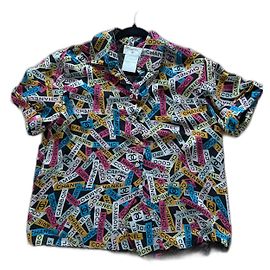 Blusa Chanel de seda multicolorida com mangas curtas Multicor