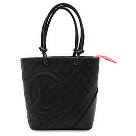 CHANEL Cambon Medium Schultertasche Schwarz Pink