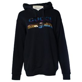 Sudadera negra con logo de lentejuelas Gucci Negro