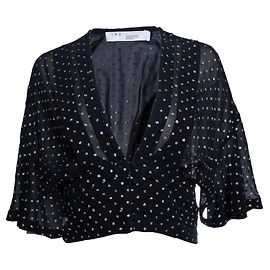 IRO, lurex Jucita dotted crop sheer top Black