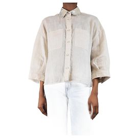Brunello Cucinelli Beige linen blouse with sequin collar - size S Brown