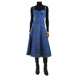 Oscar de la Renta Blaue Denim-Midikleid - Größe UK 6 Blau