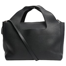 The row Bolsa de ombro de couro preta dois em um Preto