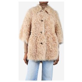 Red Valentino Neutral mongolian lamb fur button up jacket - size UK 6 Other