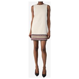 Red Valentino Ärmelloses Kleid mit Strickdetails in Creme - Größe UK 6 Roh