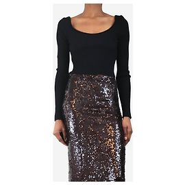 Phillip Lim Schwarzes geripptes Crop-Top mit weitem Ausschnitt - Größe S Schwarz