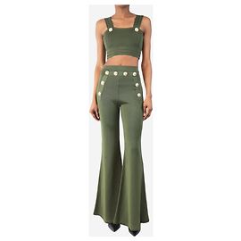 Balmain Conjunto de malha verde com blusa e calças - tamanho UK 6 Verde