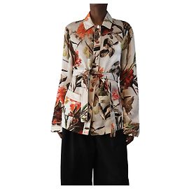 Off White Blouse multi-florale avec ceinture - taille UK 10 Multicolore