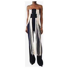 Autre Marque Navy strapless tassel jumpsuit - size UK 8 Navy blue