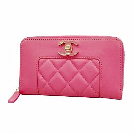 Monedero de piel de cordero rosa Mademoiselle de Chanel Rosa