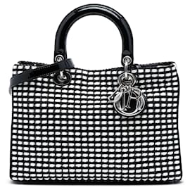Dior-Dior Black Medium Patent and Tweed Diorissimo Satchel-Black