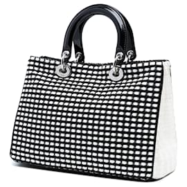 Dior-Dior Black Medium Patent and Tweed Diorissimo Satchel-Black