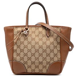 Bolsa Bree pequena em lona GG marrom da Gucci Marrom Bege