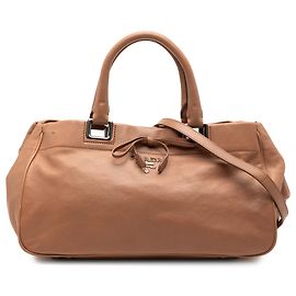 Sac à main en vitello marron avec ruban Prada Marron Caramel