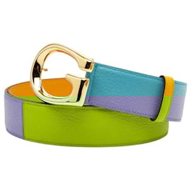 Gucci-Cinto de couro com fivela G da Gucci-Azul,Amarelo