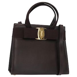 Sac à main Vara Bow convertible en cuir Salvatore Ferragamo - Petit Marron